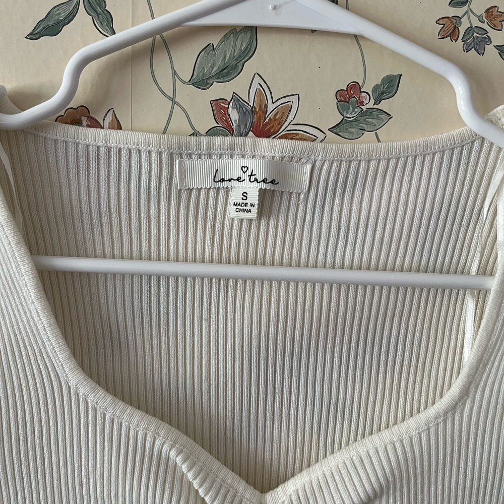 White Ribbed Short Sleeve Top - Picture 2 of 2